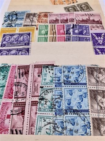 56 Vintage 1/2 cent - 6 cents Postmarked, Cancelled, US Postage Stamps