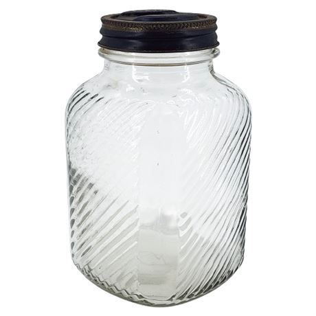 Vintage Glass Coffee Jar w/ Knife Opening Cap