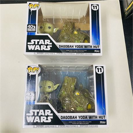 2 Funko Pop Star Wars Dagobah Yoda w/ Hut