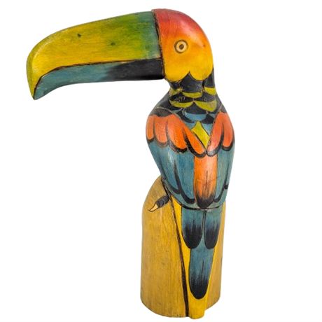 Carved Wooden Toucan Tiki Bar Decor