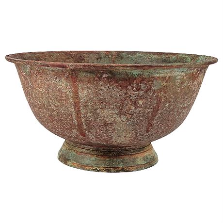 Vintage Verdigris Patinaed Metal Flower Bowl