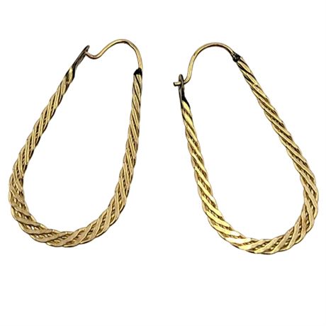 Gold Tone Oval Hoop Earrings
