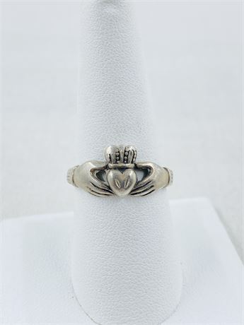 Vintage Sterling Claddagh Ring Size 8.5