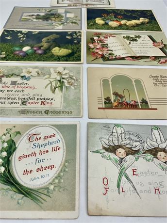 9 pc 1910 era Antique Easter Postcard Ephemera Correspondence Lot