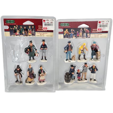 Lemax Poly-Resin Villager / Nautical Figurines - 11 Total Figures