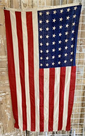 48 Star Vintage 4’ 10” Cotton US Stars & Bars Flag