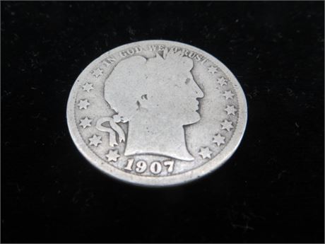 1907 S Barber Half Silver Dollar