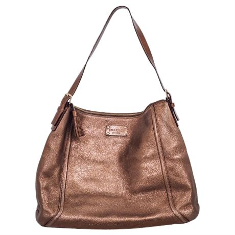 Kate Spade Metallic Bronze Leather Slouchy Shoulder Bag