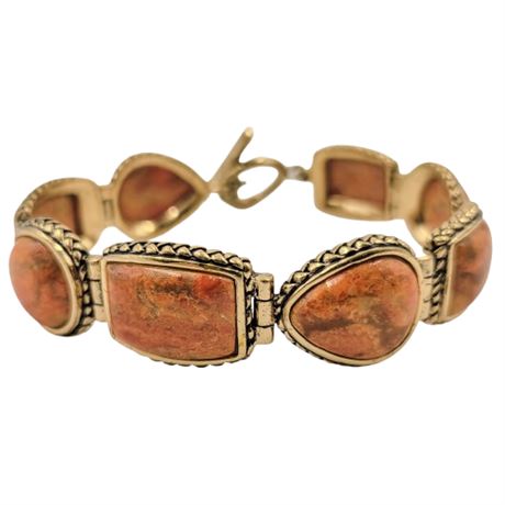 Barse Thai Orange Brecciated Jasper Bracelet