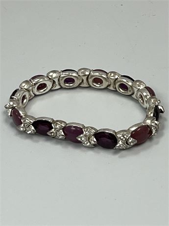Rhinestone and Info purple stone stretch bracelet