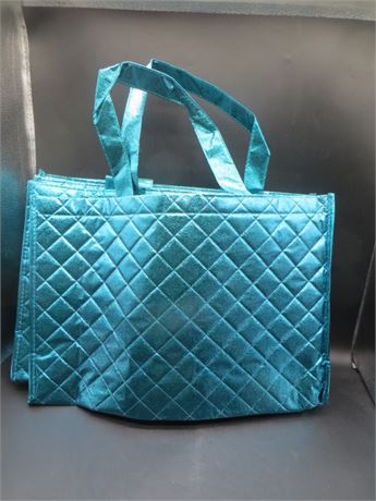 6 New Metalic Turquoise Large Quilted Pattern Tote Bags