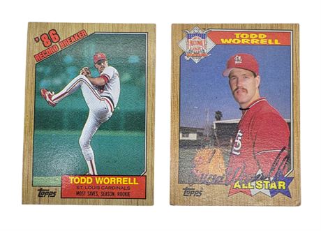 Hand Signed Autograph Todd Worrell Baseball Cards