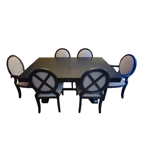 Black Solid Wood 6 Seat Trestle Dining Room Table