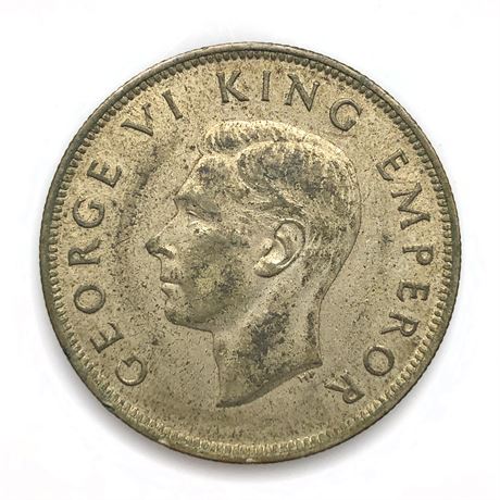1941 New Zealand Half Crown Silver Coin