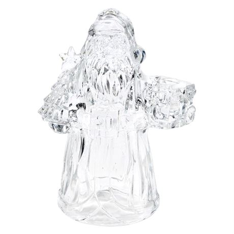 Vintage Imperial Crystal Lead Crystal Santa Claus Candle Holder