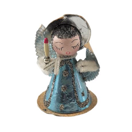 Vintage Paper Angel in Blue Christmas Ornament