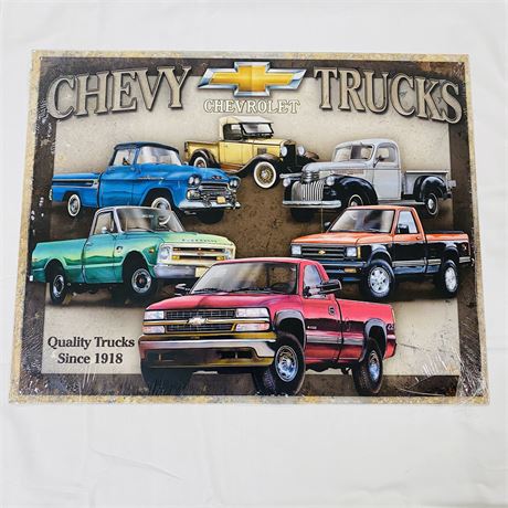 Chevy Trucks Metal Sign 12.5x16”