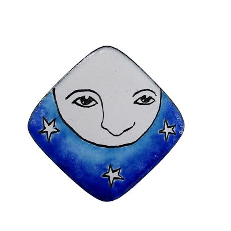 JACK KINKELAAR Man In The Moon Wearable Art Enamel-on-Copper Pin