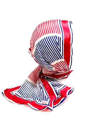 Vtg Vera Neumann Silk Scarf - Red White and Blue Stripe