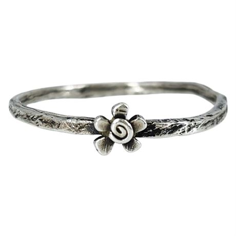 Sterling Silver Dainty Flower Stacker Ring, Sz 9.75