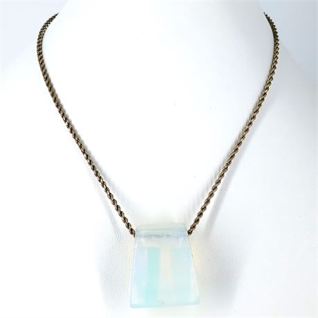 925 Indian Silver Necklace with Opalite Charm