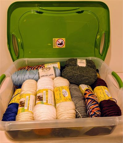 Lot New + Very Good Yarn + Container w/Green Lid