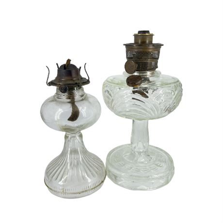 Pair of Antique Oil Lamp Glass Bases