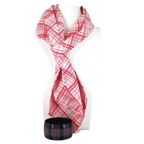 Plaid Lot - Scarf and Acrylic Bangle