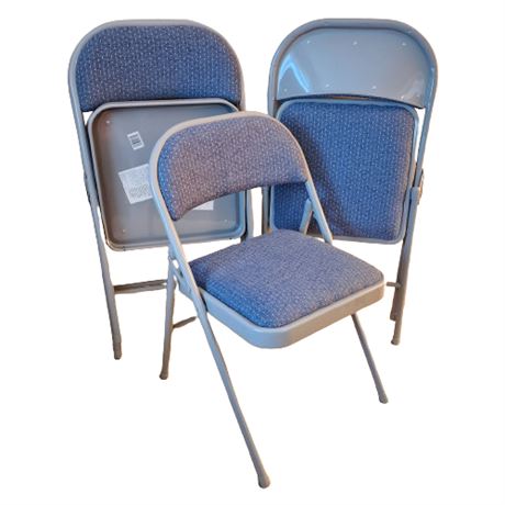 Lot of 4 Padded Blue Folding Chairs