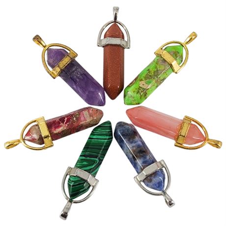 Lot of 7 Genuine & Faux Crystal Point Pendants
