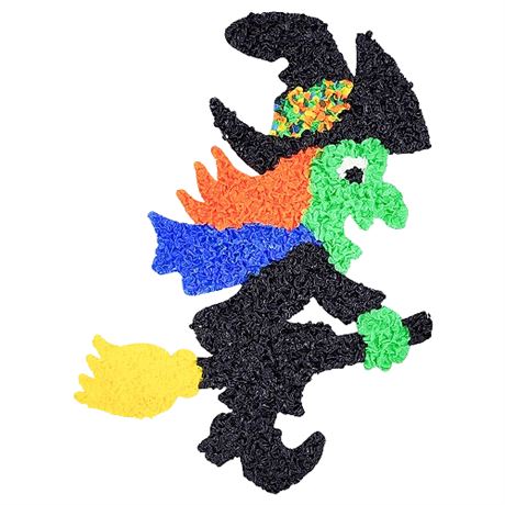 Vintage Plastic Popcorn Halloween Witch Wall Decor