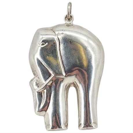 Vintage Large Sterling Silver Elephant Pendant