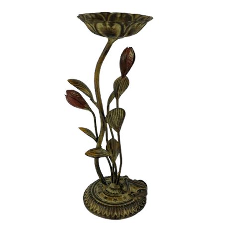 Metal Floral Water Lily Candle Stand