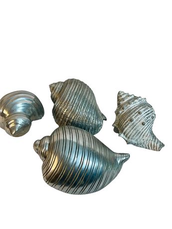 Four (4) Cast Metal Seashells