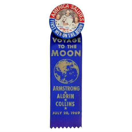Official Apollo XI Commemorative Button and Ribbon