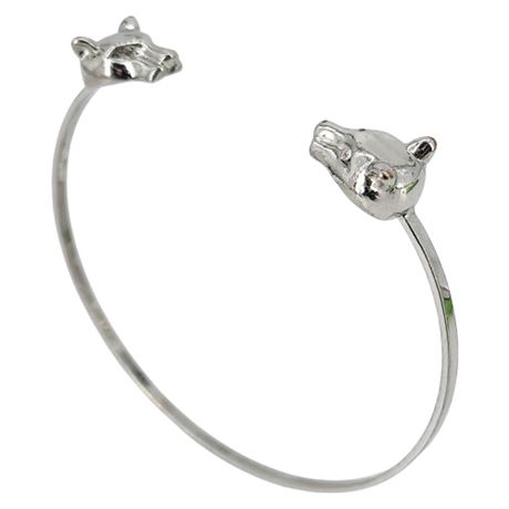 BCBGMAXAZRIA Silver Tone Panther Heads Cuff Bracelet