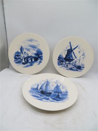3 Holland Delft Dinner Plates