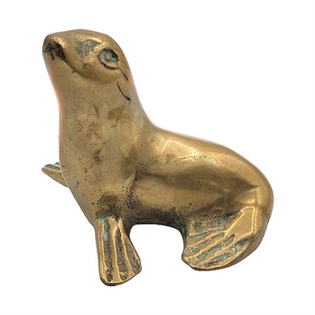 Small Vintage Brass Seal Figurine
