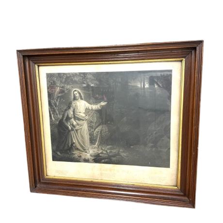 “He Leadeth Me” Antique Framed Print