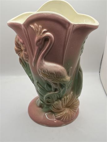 Vintage Hull pink crane vase