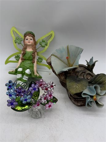 Porcelain Angel & Crystal Flowers