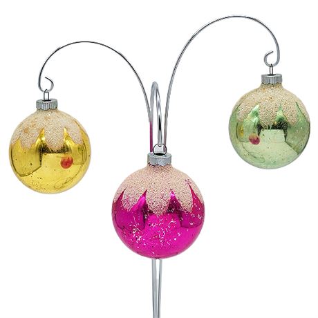 Vintage Shiny Brite Mica Glitter Christmas Bulb Ornaments