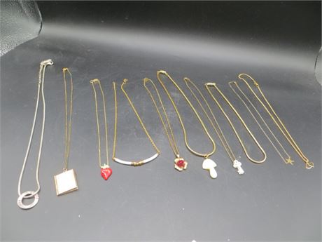 FRIEND LOCKET, STRAWBERRY PENDENT, MUSHROOM, KEY & STAR & HEARTS NECKLACES
