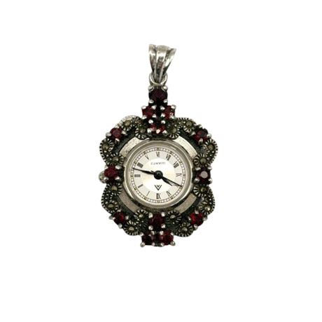 Sterling Silver Marcasite Watch Pendant