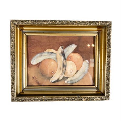 Antique Original Watercolor Still Life Painting Signed Edwards