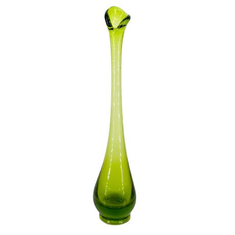 Vintage Green Art Glass Swung Vase