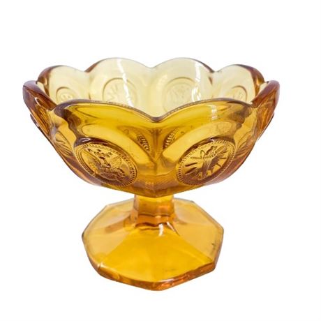 Vintage Fostoria Amber Coin Glass Compote Dish