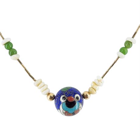 Vintage Chinese Cloisonné Koi Fish Beaded Necklace