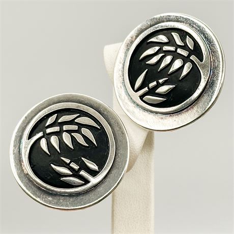 Vintage Laurel Burch Silver Tone & Enamel Bamboo Earrings