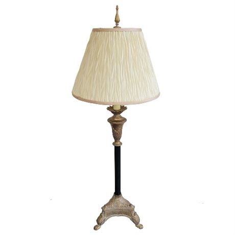 Vintage Brass Candlestick Table Lamp & Shade